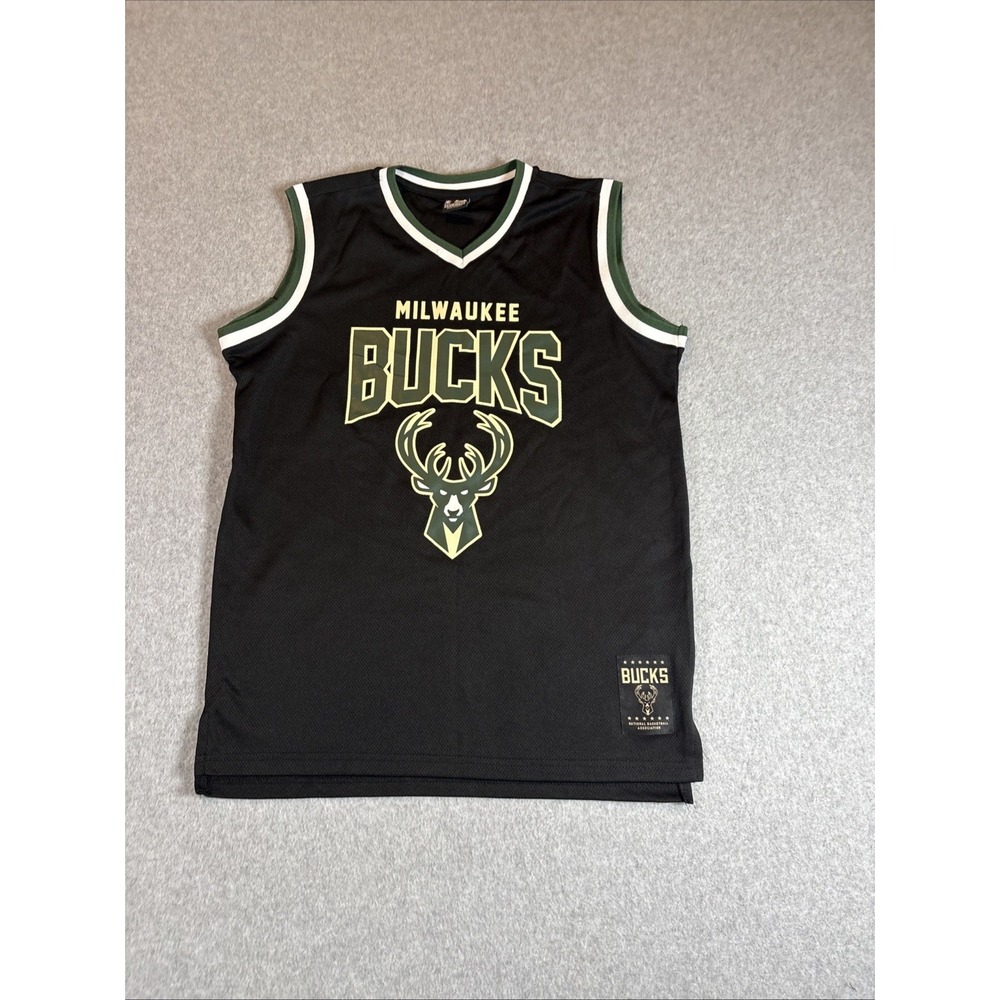Milwaukee Bucks Kids Black Jersey NBA Sz L (18-20) Ultra Game